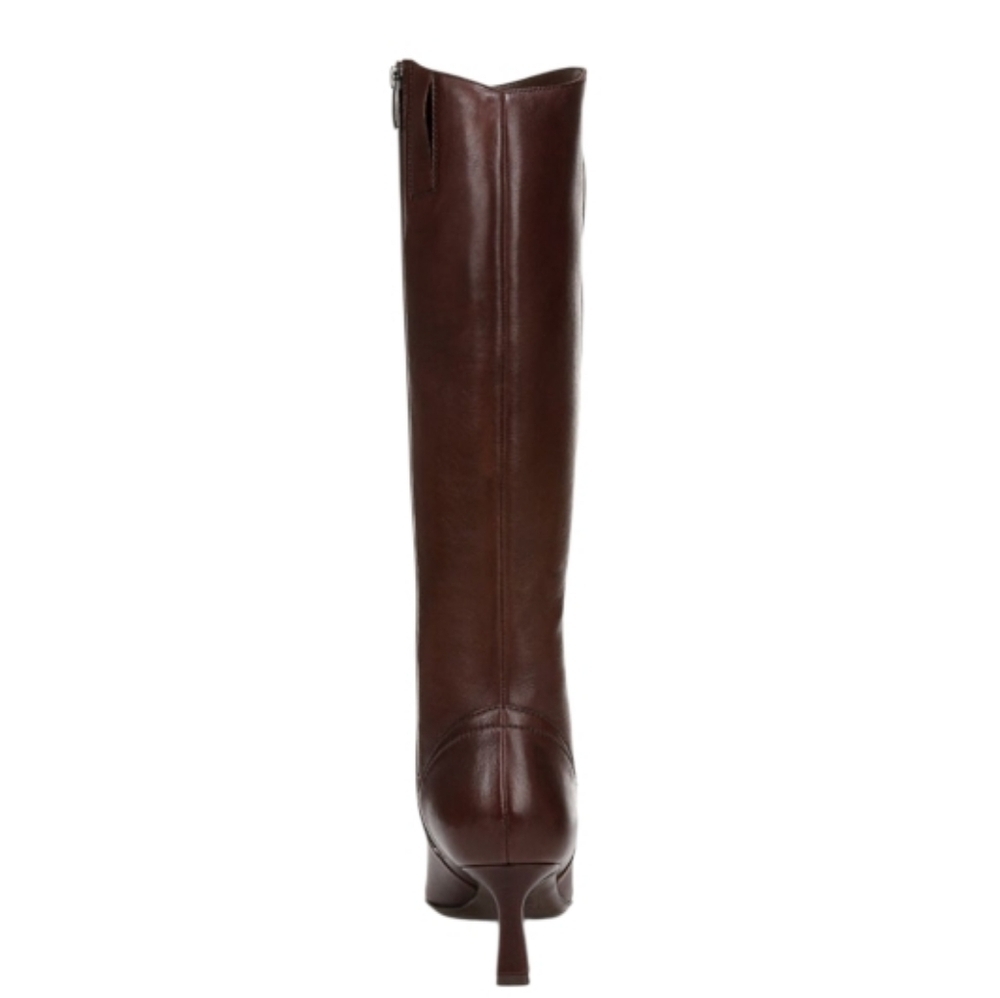 Naturalizer Chocolate Brown Deesha Wide CaIf Knee High Leather Dress Heel Boots - Picture 5 of 8
